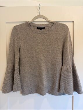 Banana Republic Merino Wool Cashmere Bell Sleeve Sweater Gray XS Italian Yarn